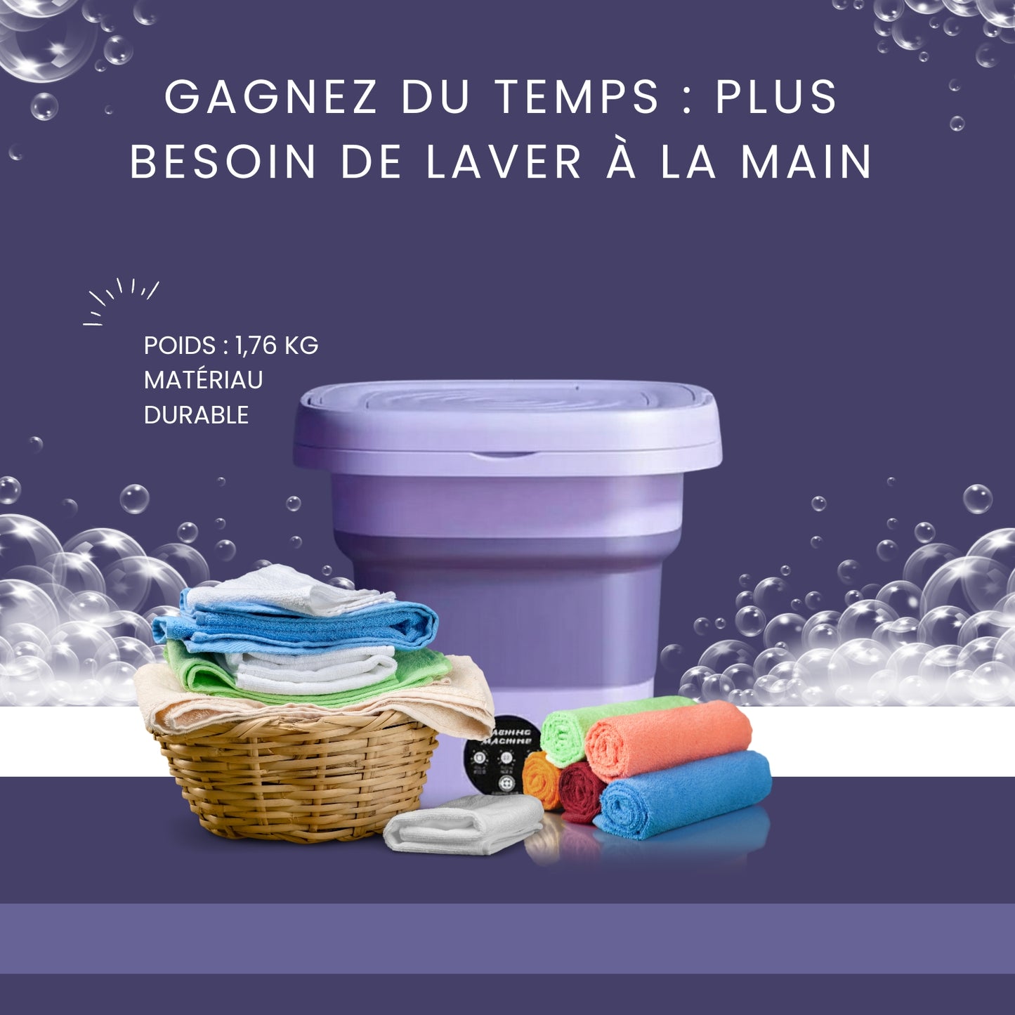 🧺 MINI MACHINE À LAVER 8L – Libère-toi du Calvaire du Linge !