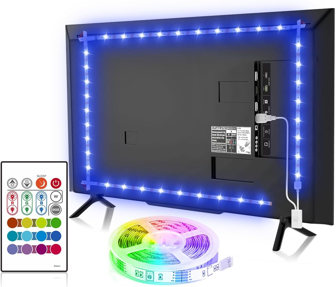 LED MULTICOLORE RGB POUR TÉLÉVISION ( 5M ) CONTRÔLE AVEC TÉLÉPHONE 📱