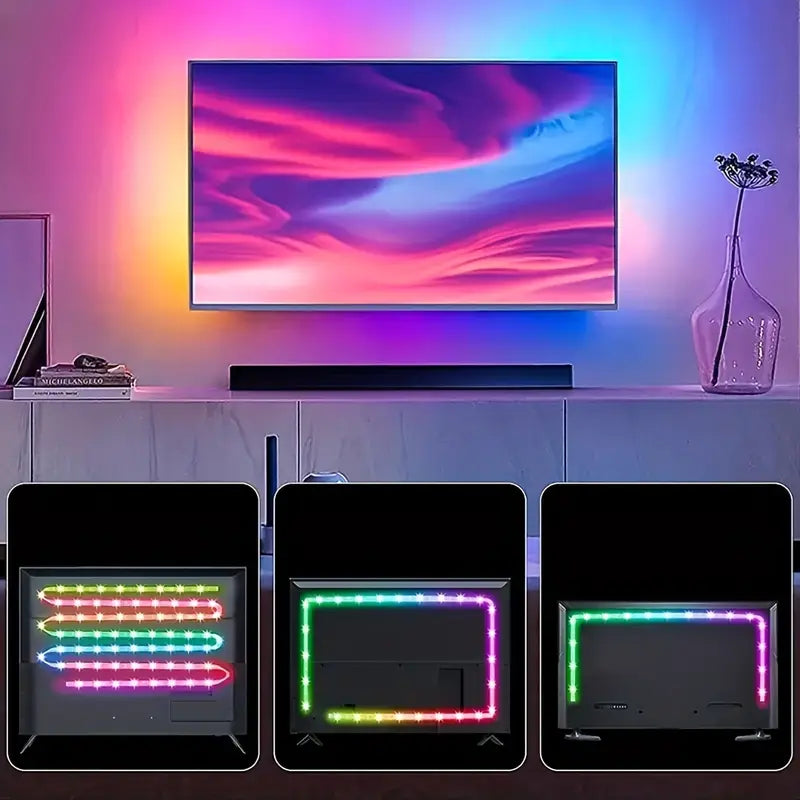 LED MULTICOLORE RGB POUR TÉLÉVISION ( 5M ) CONTRÔLE AVEC TÉLÉPHONE 📱